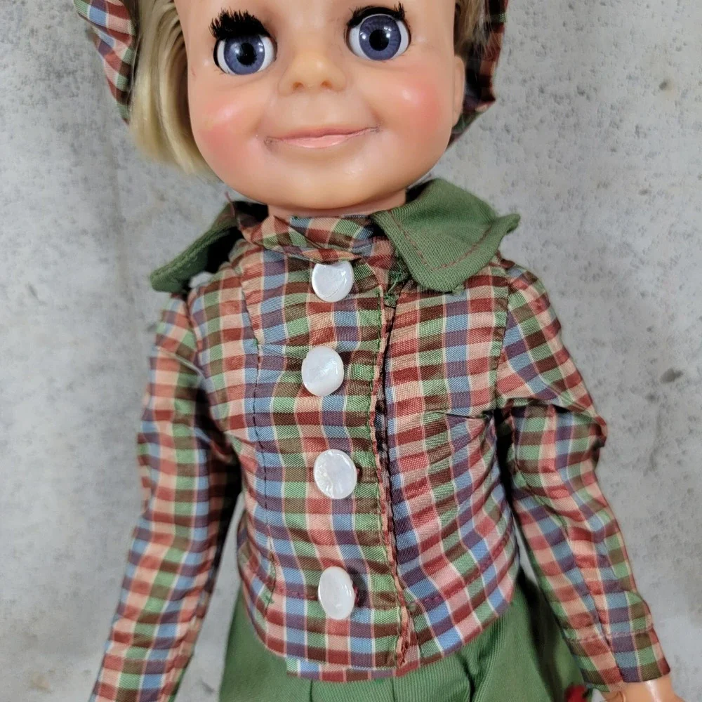 Vintage Ideal Velvet  Doll‎ PLAID HAT Skirt Dress Sears? Aftermarket Homemade?